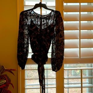 White House Black Market Floral sheer dressy blouse with attached camisole.